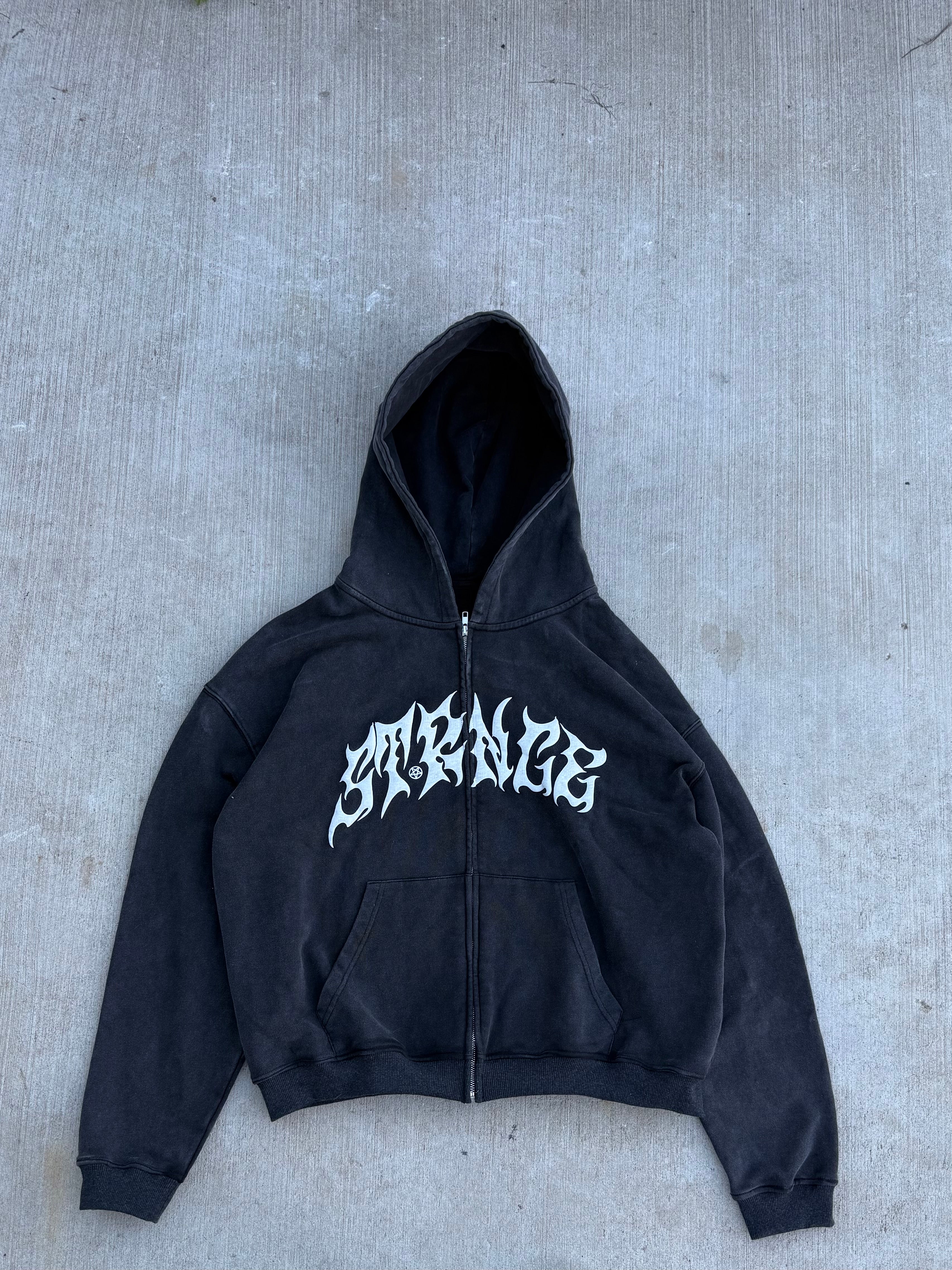 STRANGE ZIP UP [WASHED BLACK]